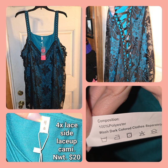 Rosegal Tops - Rosegal Teal and Black Lace-Up Tank Top